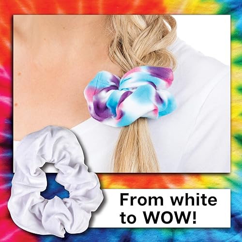 Miniatura 5 de Tulip Scrunchies - Paquete de 4 accesorios de teñido anudado, 4 unidades (paquete de 1), color blanco