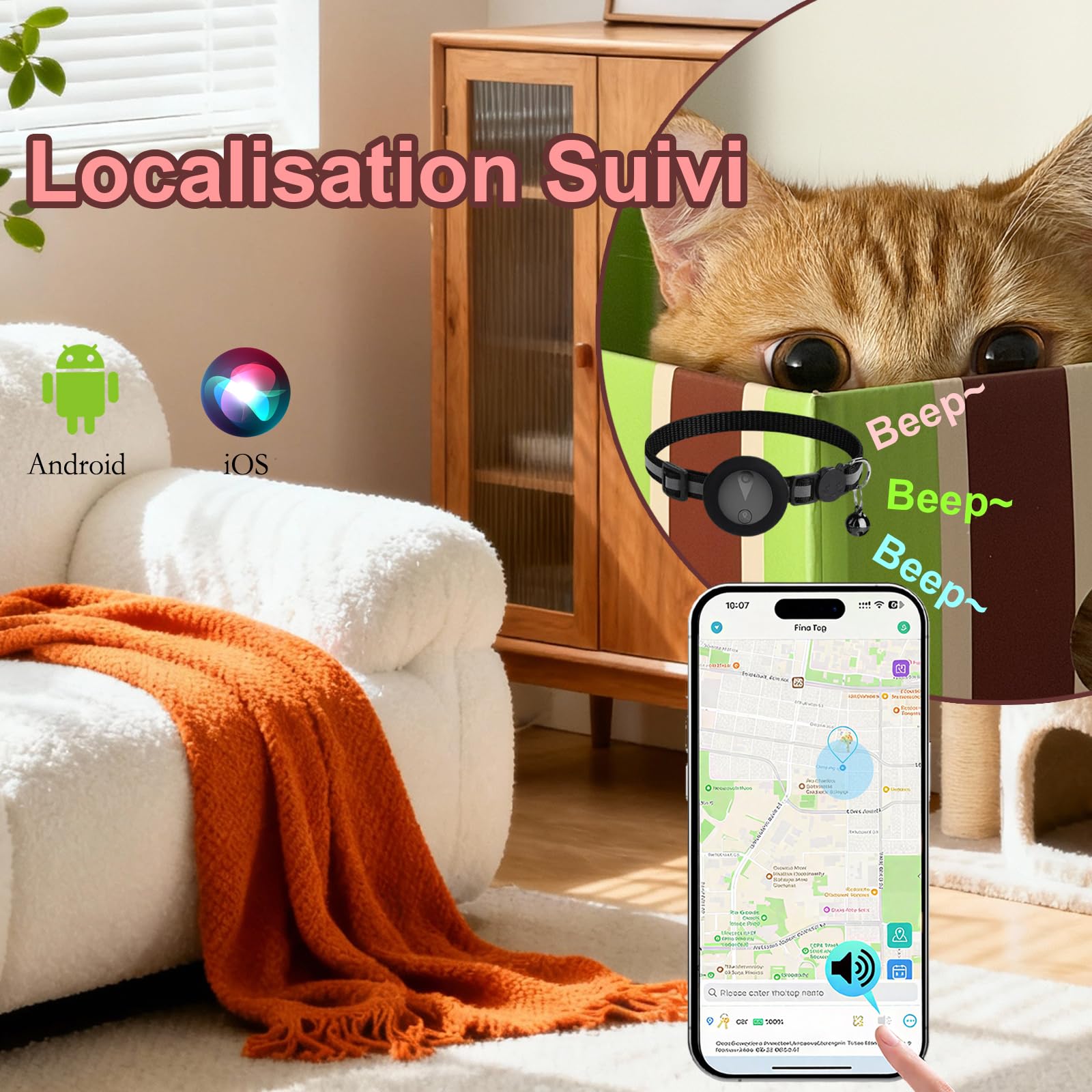 Localizador GPS Perros Compatible con Sistemas iOS y Android Tractive GPS Dog Reproducción del Historial de Rutas de 7 Días GPS para Gatos Localizador para Mascotas Resistente al Agua (IP67) - Negro - 5