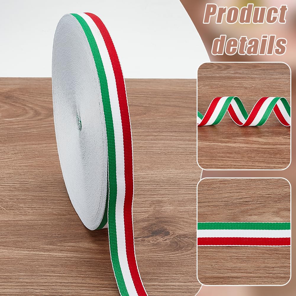 PH PandaHall 45.7m Tricolour Decorative Ribbon 2cm Italian Flag Patriotic Ribbon Red White and Green Ribbon Christmas Stripes Ribbon for Party Gift Packing Holiday Decoration - Image 4