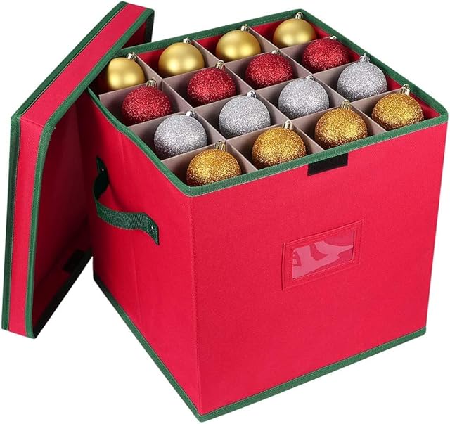 NIGMA Christmas Xmas Storage Zip Bag for Tree, Decorations & Lights, Storage Box (Red Baubles Box)