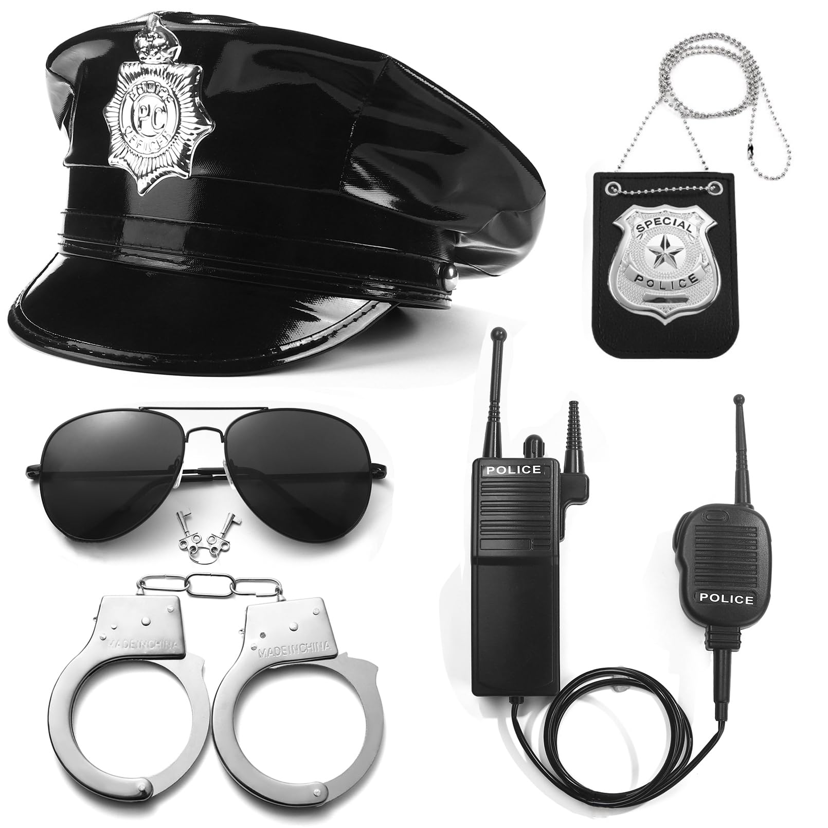 Police Costume Accessories, Adjustable Cop Hat for Adult Woman Police Officer Theater Dress Up, Theme Party, Halloween costume Accessories