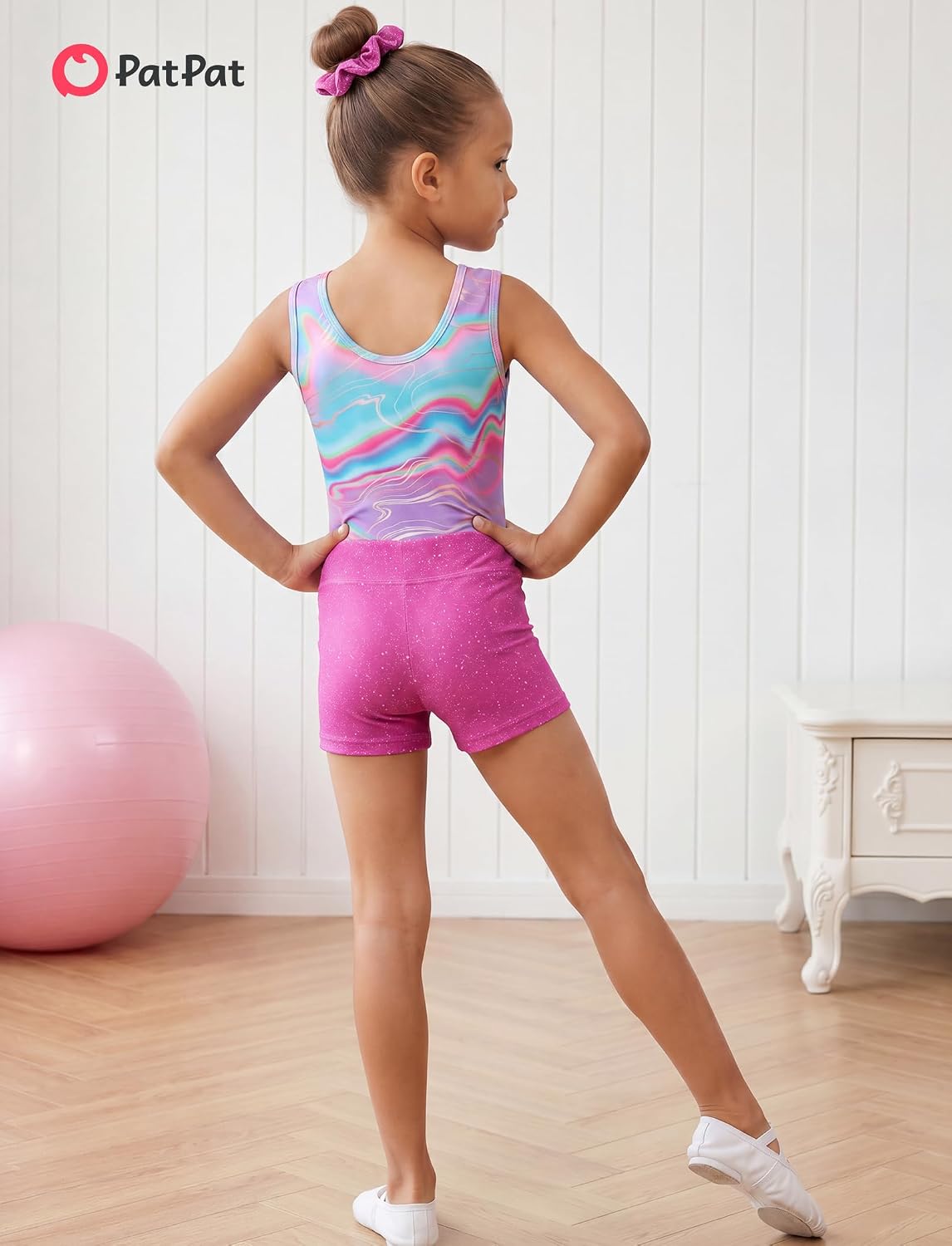 PATPAT Gymnastics Leotards for Girls With Shorts Sparkly Sleeveless Dance Unitards