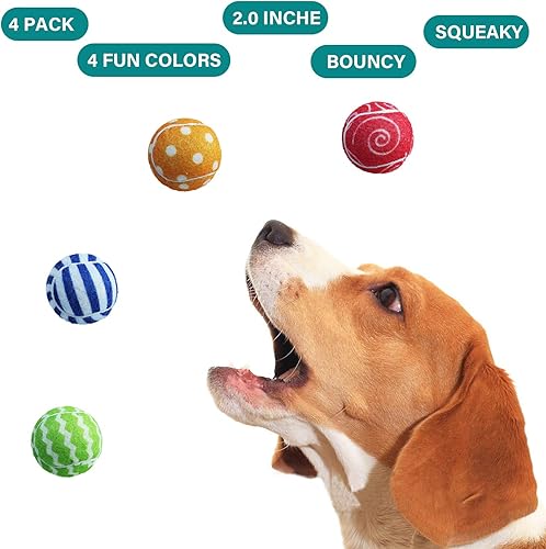 Miniatura 2 de AMA SPORT Pelotas de tenis chirriantes para cachorros nuevos, perros pequeños, búsqueda de gatos, ejercicio, juguetes paquete de 4 pelotas (2.0