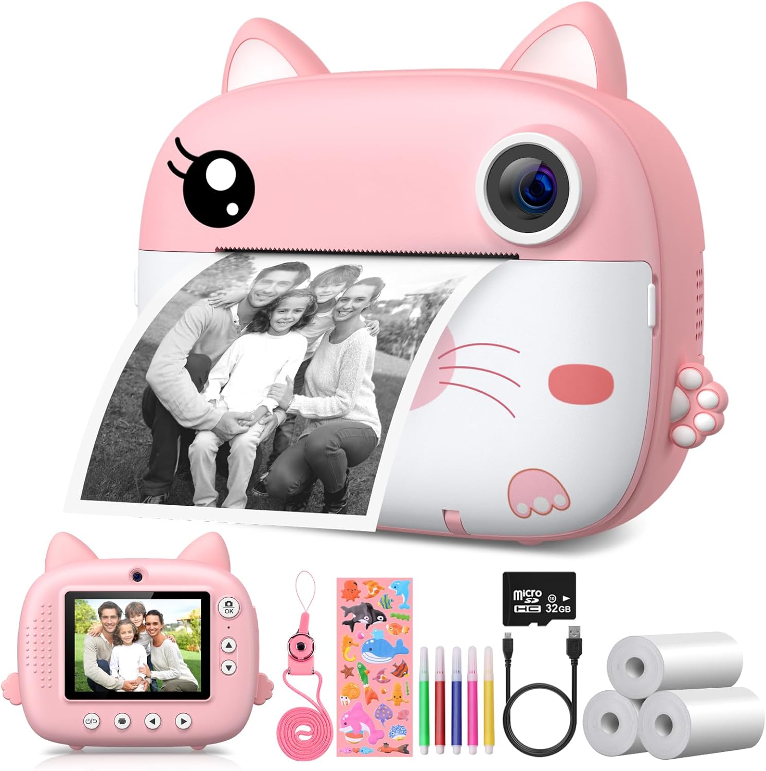 Instant Print Camera With Sd Card Amazon.com : GREENKINDER Kids Camera Instant Print,2.5K Digital Video