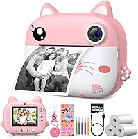 Kids Camera Instant Print,2.5K Digital Video Instant Print Camera for Kids, Selfie Toddler Cameras with No Ink Print Paper & 32G SD Card, Christams Birthday Gifts for Girls Boys Age 3-12