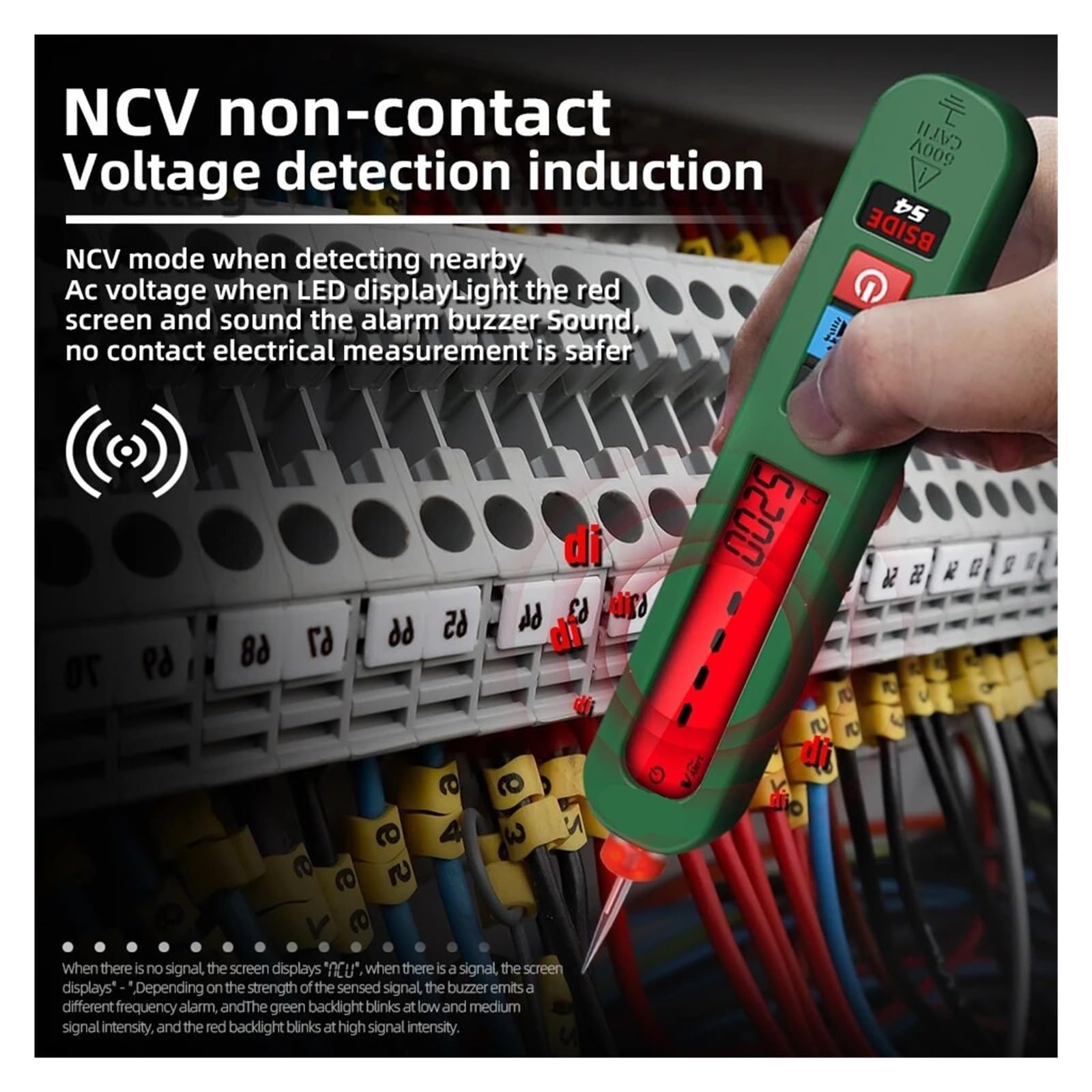 Detector de fugas tensión, comprobador CA, bolígrafo eléctrico, circuito sin contacto, continuidad, 0-300 V, con retroiluminación(S4X-EBTN)