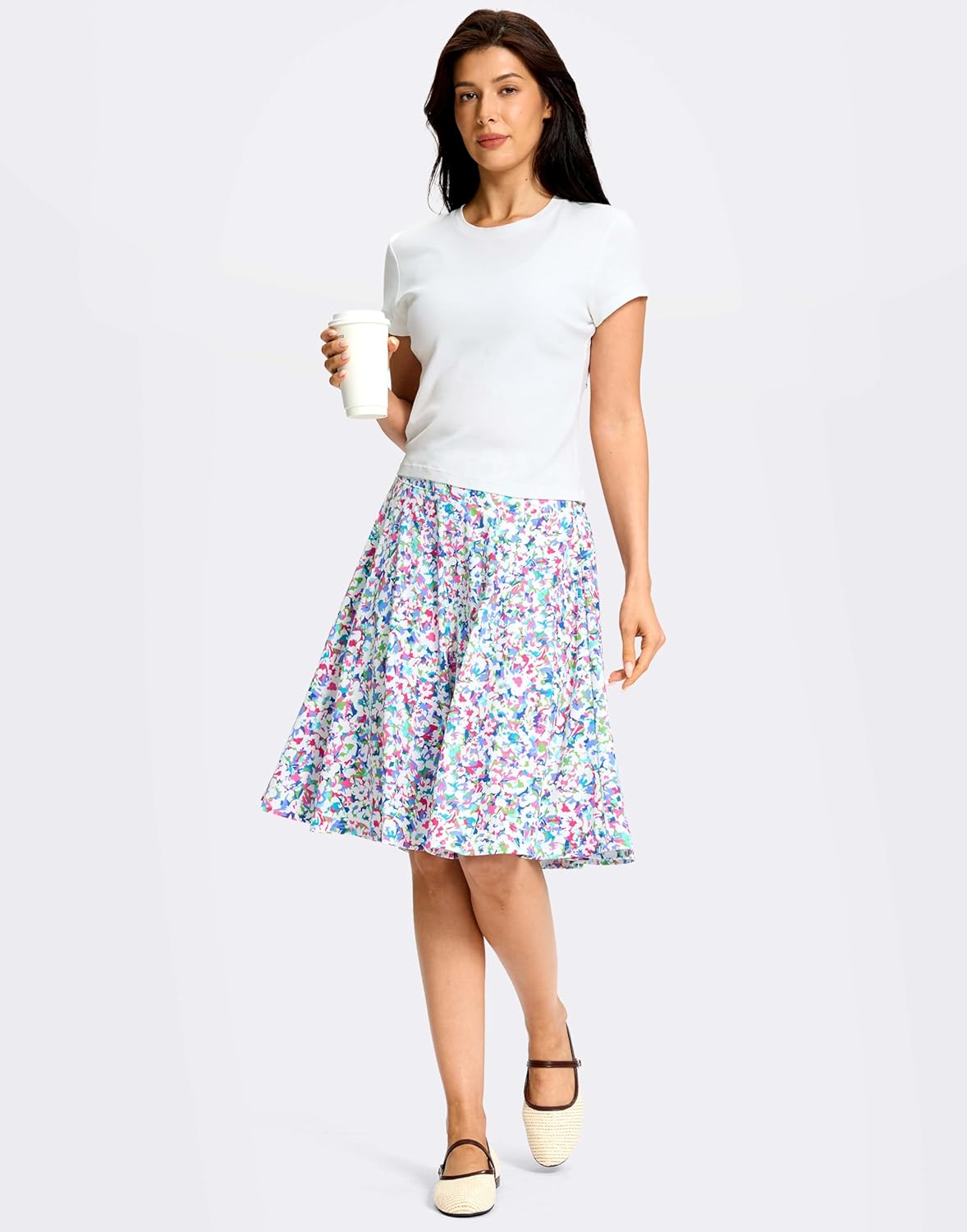 Viodia 24" Knee Length Long Skorts for Women Dressy Casual Midi Summer Travel Skort Modest Stretchy Skirts with Pockets - Image 6