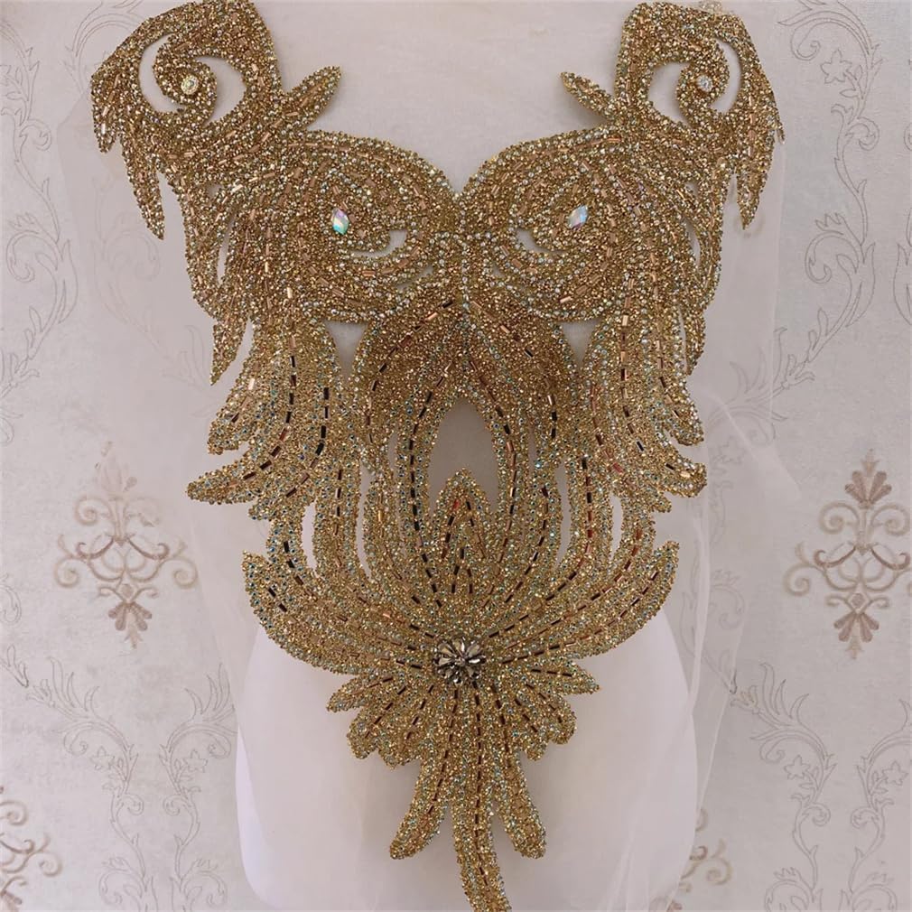 Generic Gold Rhinestones Iron On DIY Patches Sewing Craft Nigerian Clothing Accessory, siver set