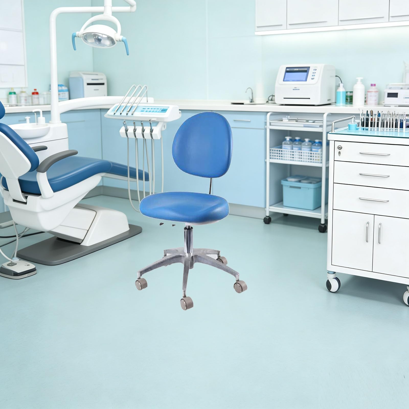 SFKLYU Ergonomischer Zahnarztstuhl, Verstellbarer Behandlungsstuhl, Arzt und Zahnarzthocker, Neigbare Rückenlehne, Drehbarer Sitz, Rollen für Dentalhygieniker,A3