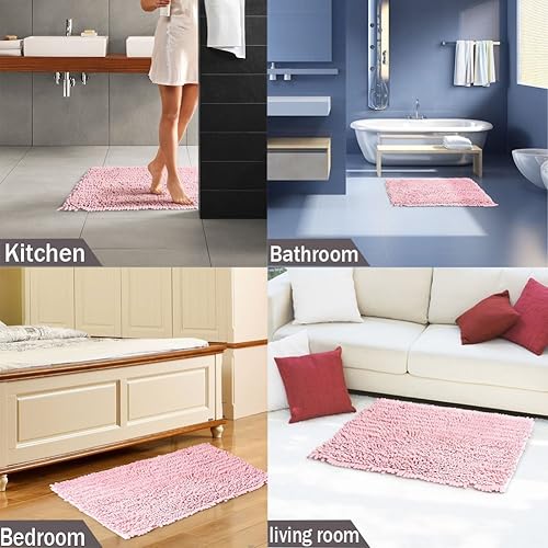 Miniatura 6 de HomDSim tapete para piso de baño de felpa absorbente, tela chenille, tapete suave para regadera, 30 x 20 pulgadas