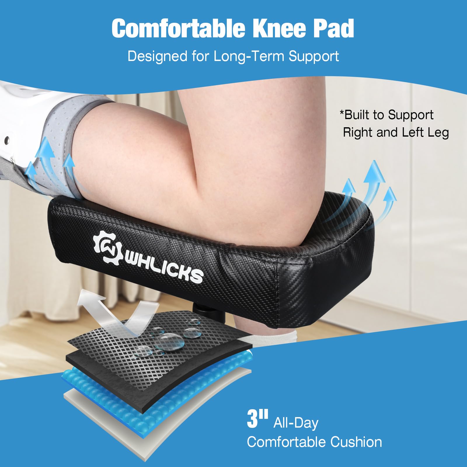 WHLICKS Premium Knee Scooter for Adults for Foot Surgery, Foldable & Steerable Knee Walker with Dual Brakes, Medical Knee Scooter for Broken Foot Injured, Lightweight Leg Scooter for Broken Ankle — Amazon image 7