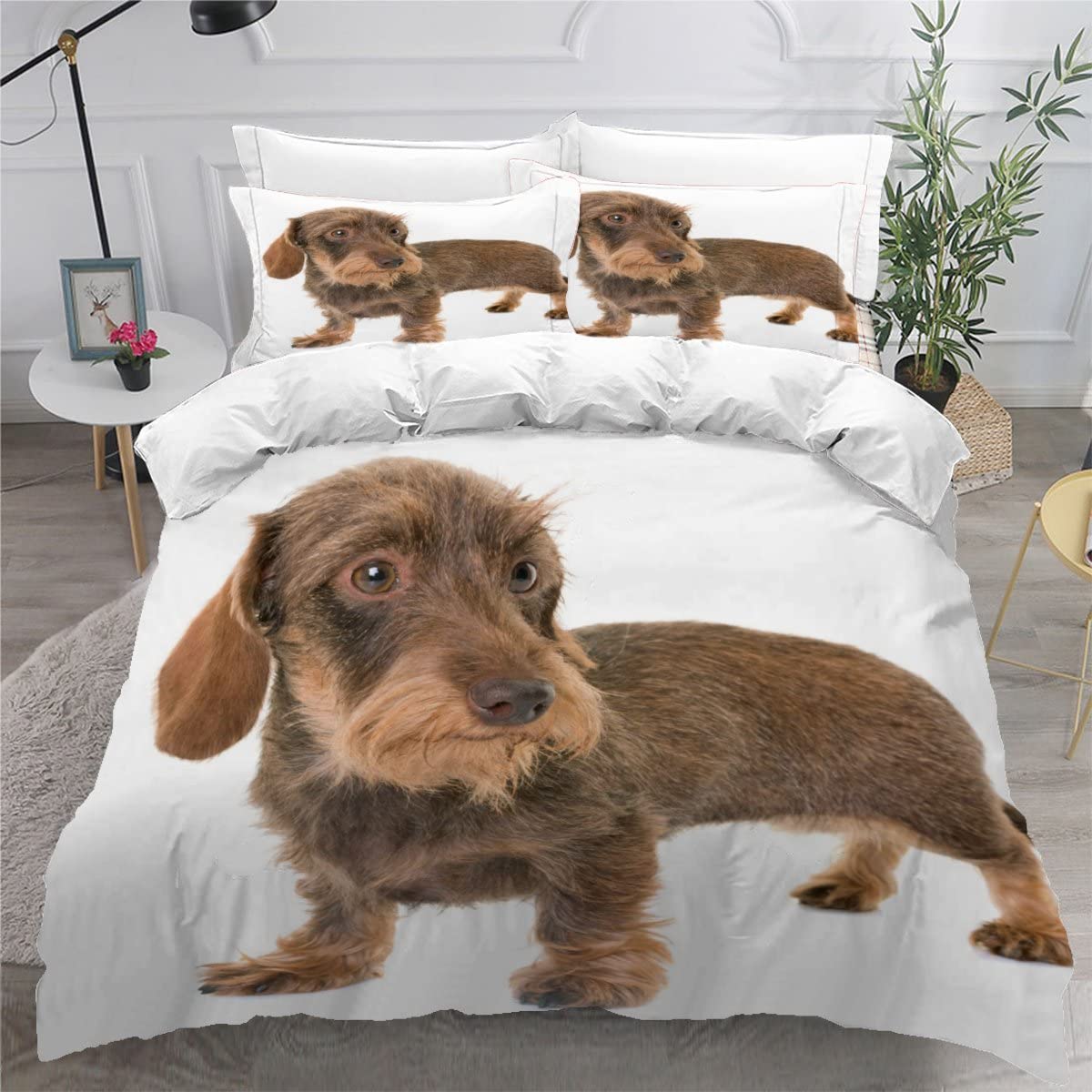 Super King Size Duvet Cover Set Canning Chenxian wool dachshund Bedding Set Double Bed Ultra Soft Hypoallergenic Comfortable Polyester Duvet Cover Protector Luxury Bedding