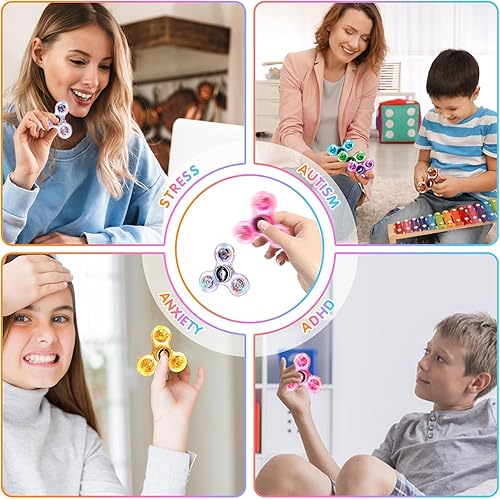 Miniatura 6 de Gigilli Paquete de 8 juguetes giratorios para niños de 4 a 8 a 12 años, juguetes sensoriales con luz LED para fiestas a granel para niños y adultos,