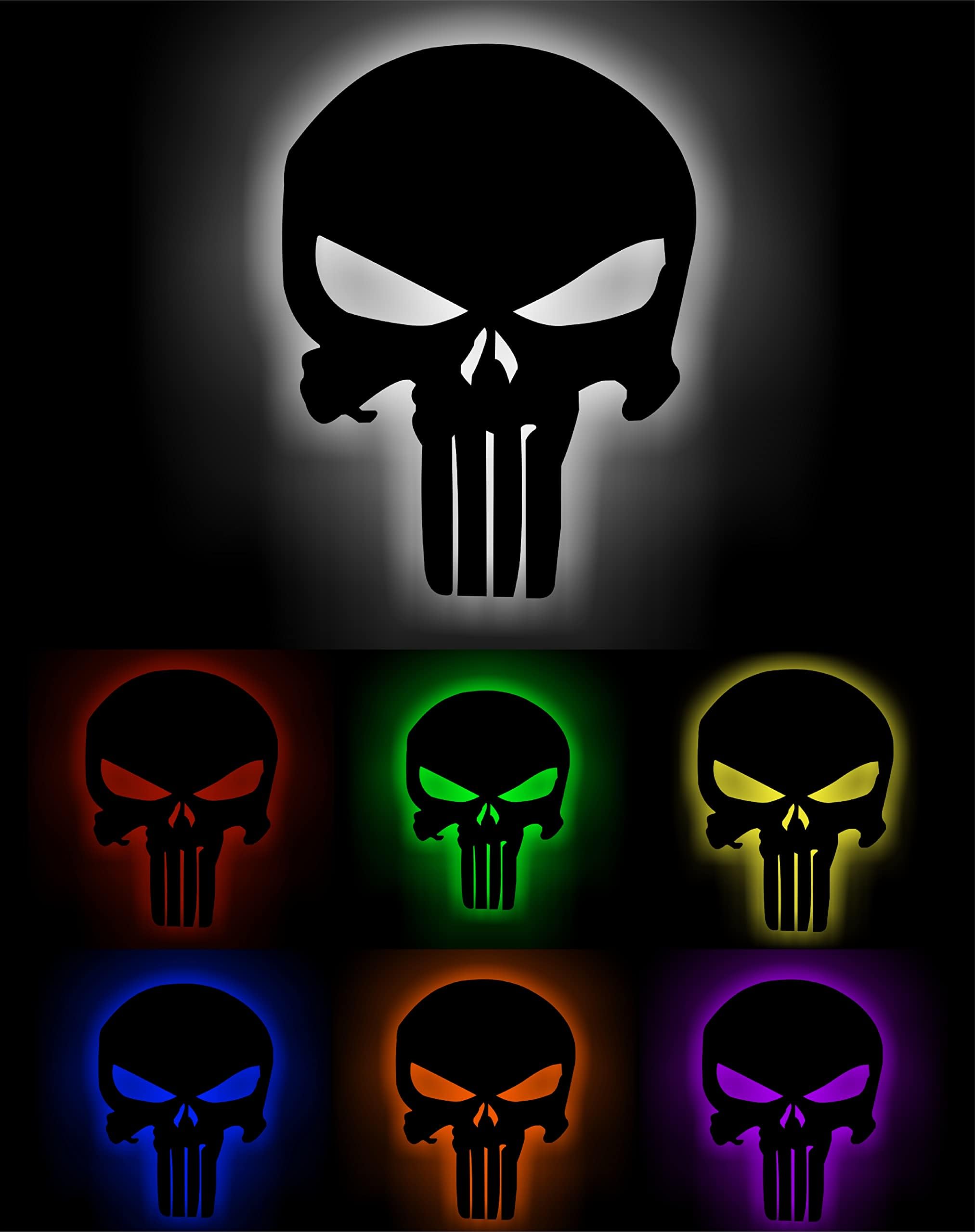 AD INFINITUM LED Wall Lamp, Comic Lover, Bat Cave, Night Lamp, for Gift, Kids Room, Gaming Setup, Gaming Room, Man Cave (Punisher_Multicolor)