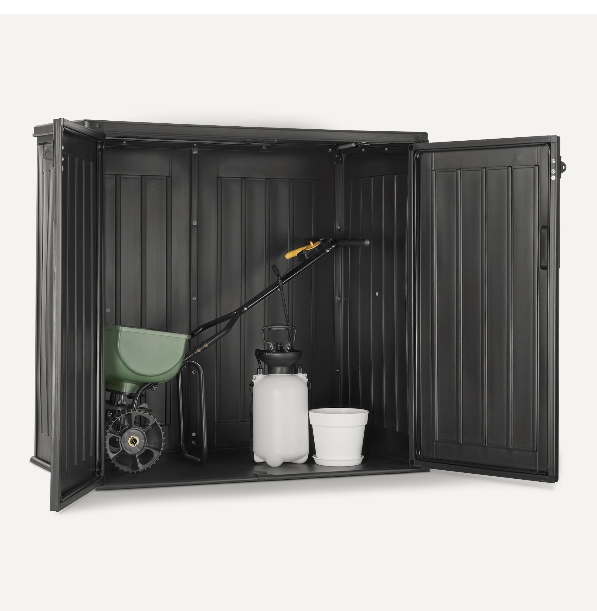 Amazon Basics – Abri de Rangement,Noir,116cm x 70,5cm x 112,8cm