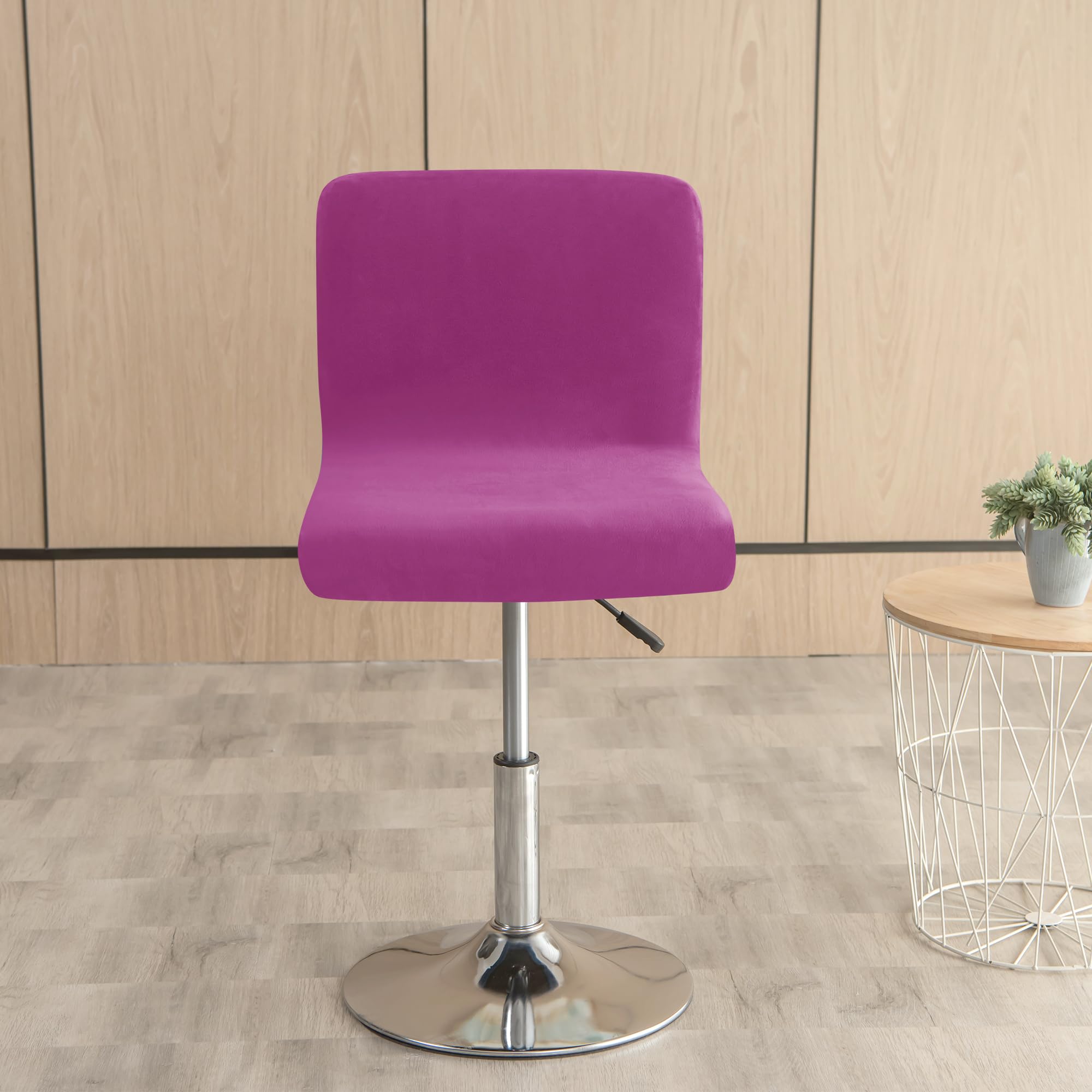 PENDEJATO Bar Stool Covers, Stretch Bar Stool Cover with Back Velvet Barstool Cover Bar Stool Seat Covers Pub Counter Stool Chair Slipcover Swivel Barstool Cover (4, Purple)