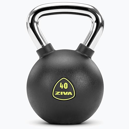 Miniatura 10 de ZIVA - Pesa rusa de acero fundido macizo y caucho virgen de alta calidad, varios tamaños de 5 a 50 libras, diseño sin olor, agarre ergonómico y b)