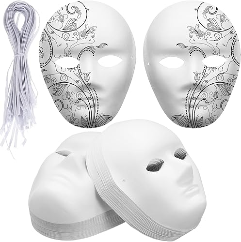 Sumind 36 máscaras de papel maché blancas para bricolaje, 2 tamaños, papel pintable para fiesta de máscaras, Mardi Gras, proyectos artísticos,