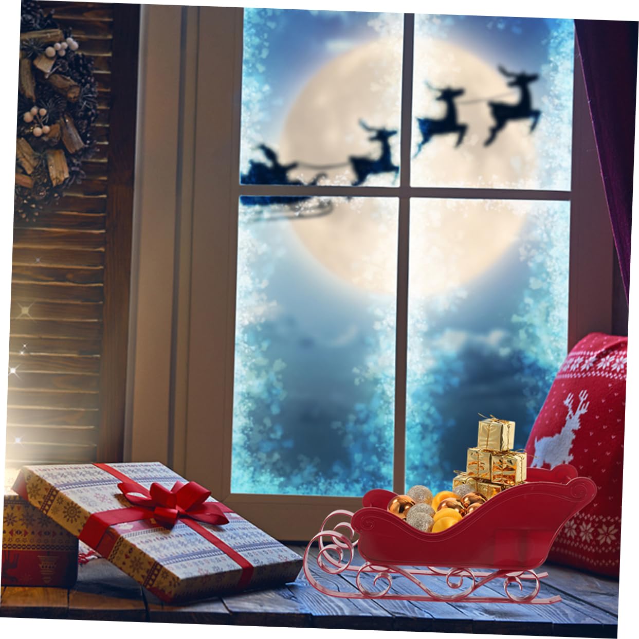 3st Weihnachtsschlitten Tischschlitten Holz: Deko Anhänger Weihnachten Hängender Weihnachtsmann- Weihnachtsverzierung Plastik Miniatur Ornamente