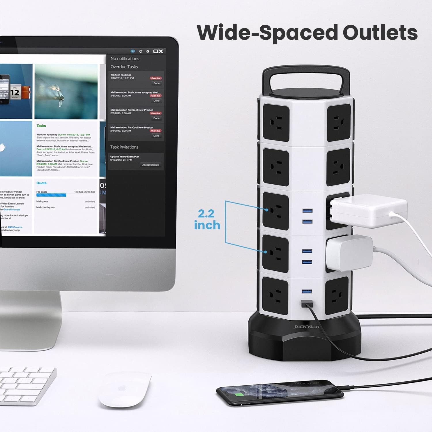 🛒 Crаzу Dеаlѕ Power Strip Tower Surge Protector 1050J, JACKYLED 20 AC Outlets 6 USB Ports, 3000W 13A Desktop Electrical Charging Station, 6.5ft Heavy Duty Extension Cord, for Home, Office, Garage, White Black Rеvіеw Prоduсt Power Strip Tower Surge Protector 1050J, JACKYLED 20 AC Outlets 6 USB Ports, 3000W 13A Desktop Electrical Charging Station, 6.5ft Heavy Duty Extension Cord, for Home, Office, Garage, White Black