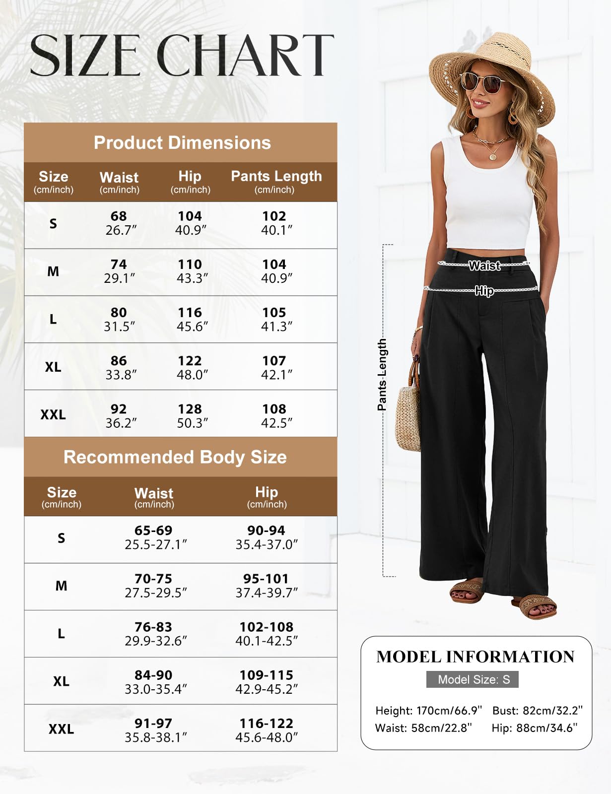 Pantalon Femme Été Lin Pantalons Taille Elastique Fluide Pantalons Chic et Elegant Ample Pantacourt Léger Décontractés Palazzo Longueur Pants Jambe Large avec Poches Bouton