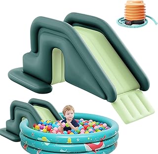 Bounce Slide Water Park, Inflatable Bounce Water Slide, Anti-Tipping Play Center Swimming Pool, Thicken Base Durable Inflatable Water Slide, Inflatable Water Slide Park for Inground Above Ground Pool