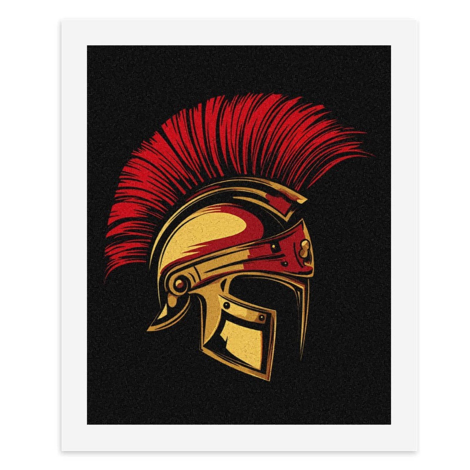 Lustiges Malen nach Zahlen für Erwachsene, Motiv: Spartaner-Helm, vertikal, Baumwolle, digitales Ölgemälde, Heimdekoration, Geschenk, 75 x 60 cm
