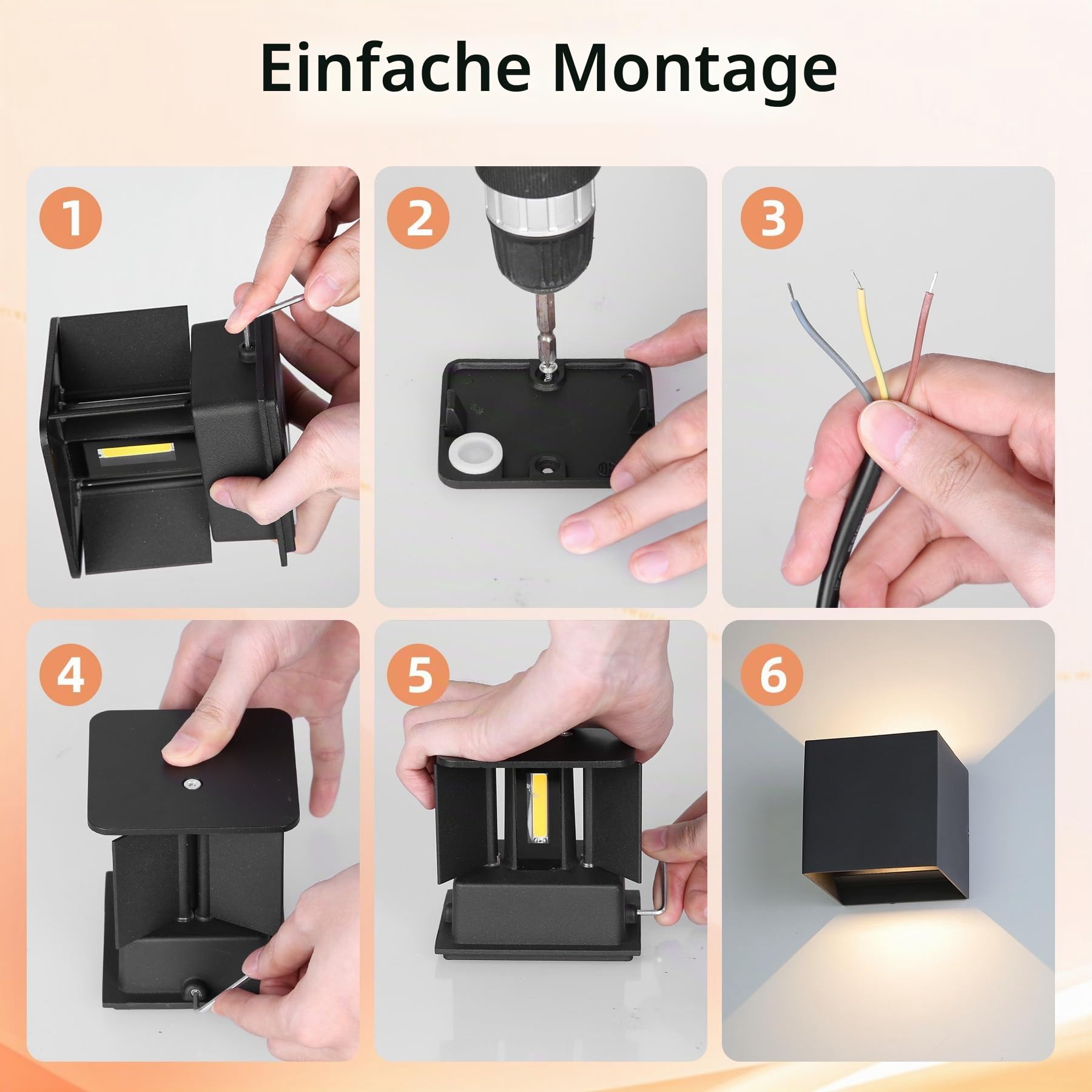 CHENBEN 4 Stücke LED Wandleuchten Innen/Aussen IP65 für Wasserdichte Außenwandleuchten 12W Up and Down Leuchten Aussen 3000K verstellbare Ausenbeleutung für Terrasse, Schlafzimmer