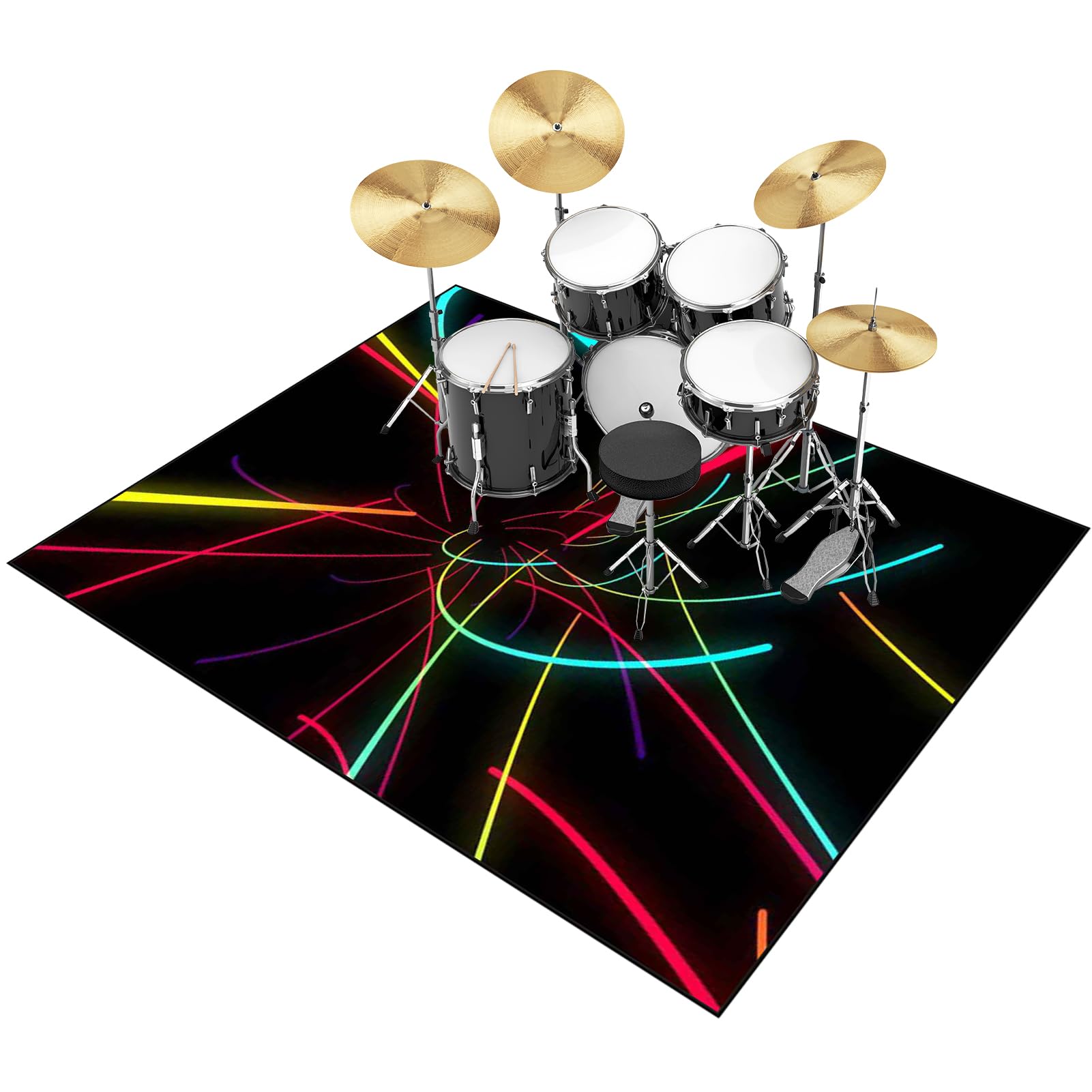 Tehocwiz Drum Rug, Drum Mat, Non Slip Soundproof Indoor Outdoor Drum Carpets for Drummers, Electronic Drum Set Practice Music Rug for Bass Drum Snare and Other Musical Instrument Mat 120 x 80 cm