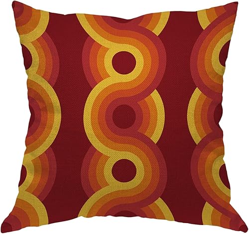WONDERTIFY Fundas de almohada geométricas vintage de los años 70, retro de los años 60, Groovy Bauhaus, funda de cojín para sofá, cama o sofá, funda