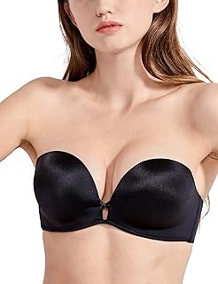 DOBREVA Women's Push Up Strapless Bra T-Shirt Lace Underwire Add-2-Cup Bandeau Bras