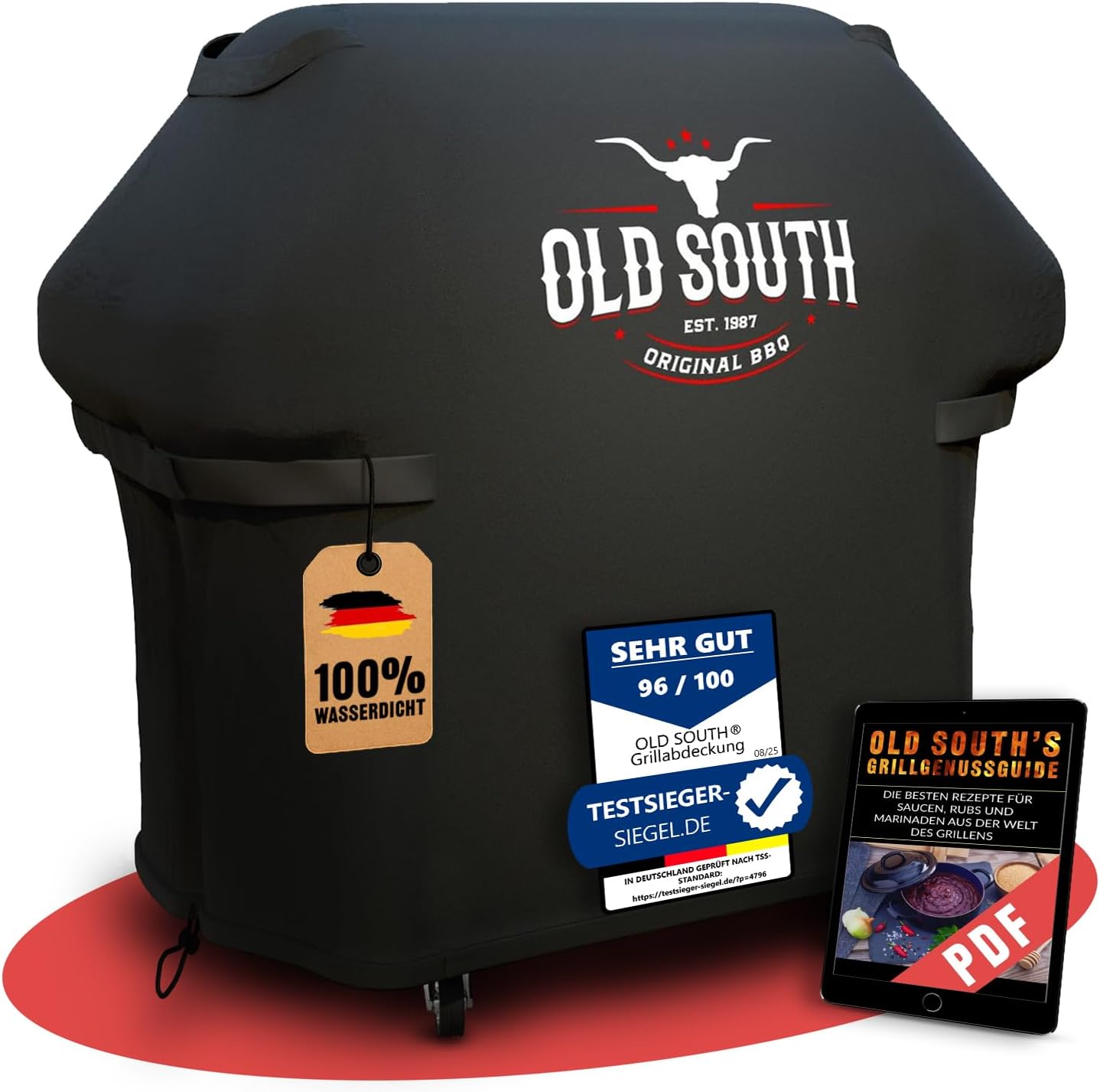 Old South - Grillabdeckung Wetterfest - Grill Abdeckhaube für Weber, Napoleon, Enders, Rösle Gasgrill - Grillhaube Cover Wasserdicht (132 x 65 x 110 cm)