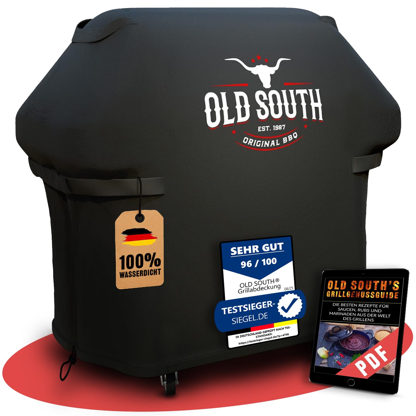 Old South - Copertura per barbecue resistente alle intemperie – Copertura per barbecue Weber, Napoleon, Enders, Rösle Gasgrill – Copertura impermeabile (132 x 65 x 110 cm)