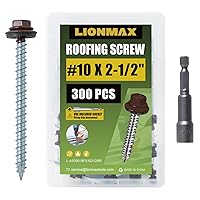 Vista 14 de LIONMAX 500 unidades de tornillos para techos de metal #10 x 2,5 cm, tornillos de zinc con cabeza hexagonal pintada en blanco, arandela de goma