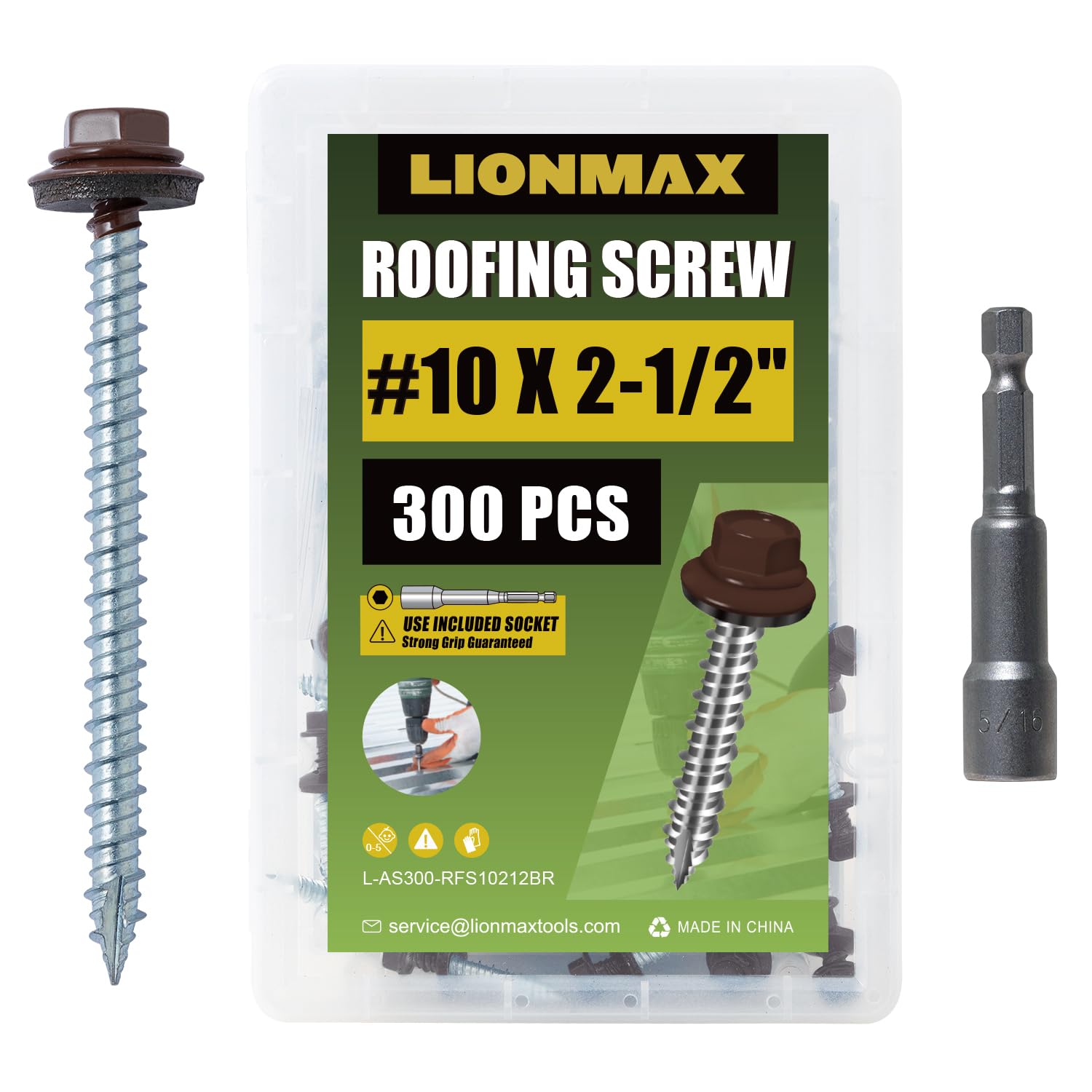 LIONMAX Metal Roofing Screws - 300 PCS -16