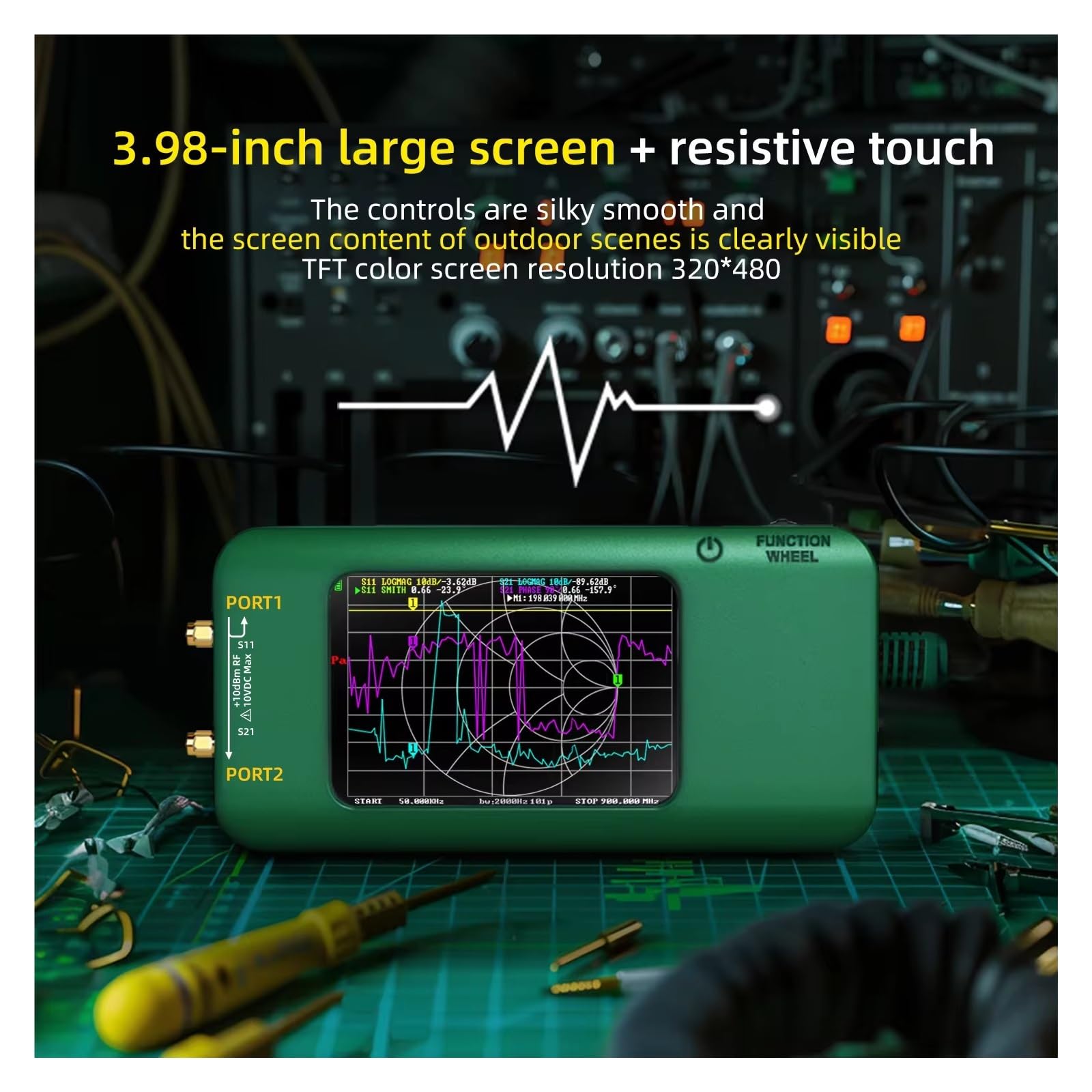 Analizador de red vectorial P5, 10000 a 1,5GHz, ondas estacionarias, HF, VHF y UHF, con tarjeta memoria 4GB, pantalla 3,98pulgadas, comprobador digital redes vectoriales