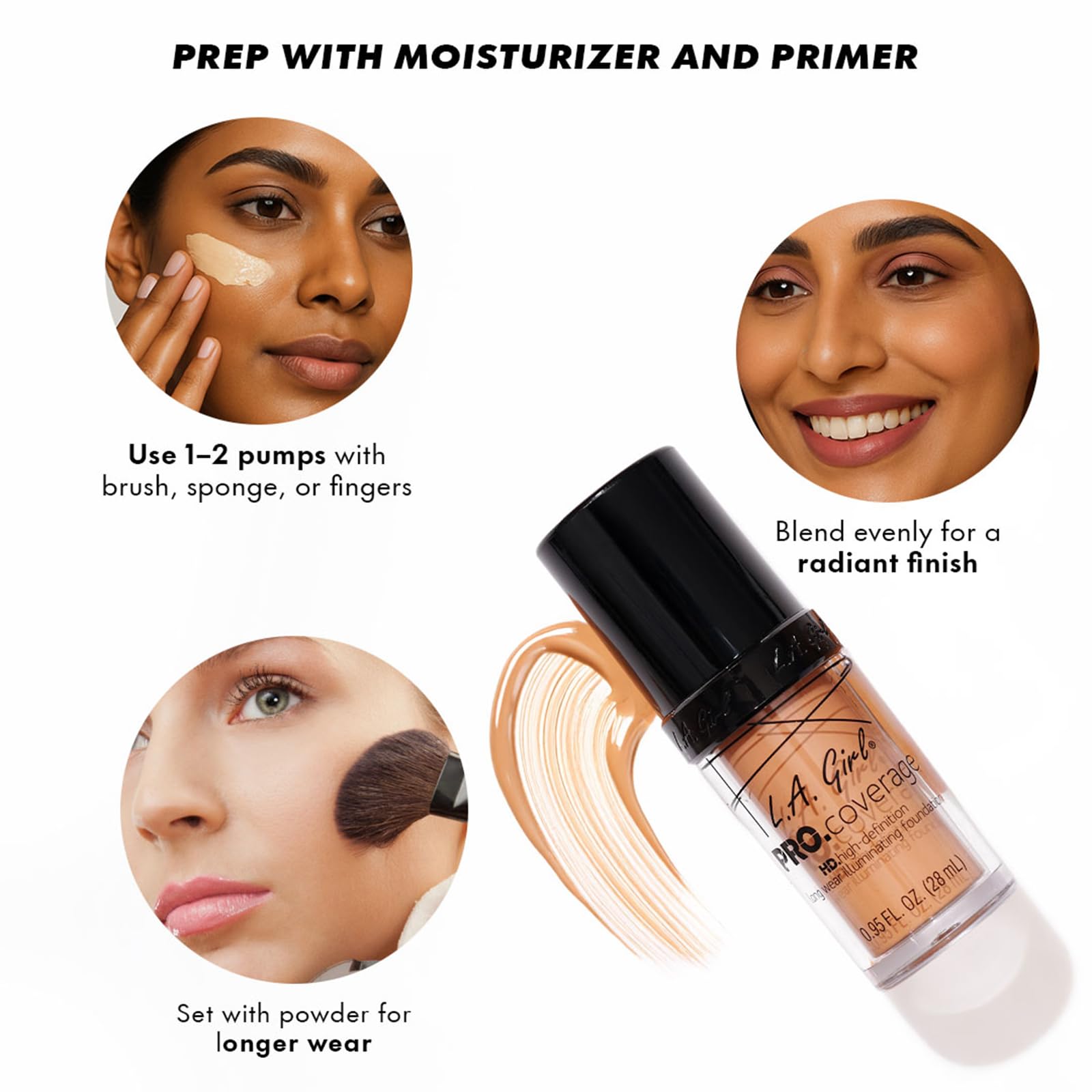 L.A. Girl PRO Coverage Illuminating Foundation – Dewy Finish Liquid Makeup for Glowing Skin, Long-Lasting & Hydrating Base for Dry to Normal Indian Skin, 28ml (Fair) 3
