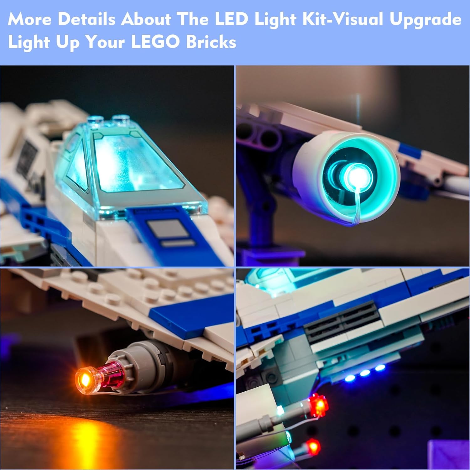 VONADO LED Light Kit for Lego New Republic E-Wing vs. Shin Hati’s Starfighter 75364, Creative Lighting Set Accessories Compatible with Lego 75364 for Fans (Lights Only, No Models)