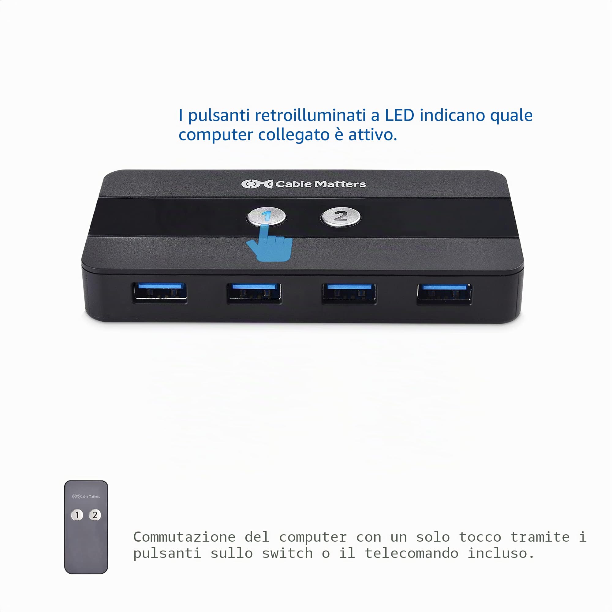 Cable Matters Cavo DisplayPort a HDMI | RF Remote, HDMI, DisplayPort, 4x USB3.0, Non compatibile con Desktop PCs / Chromebooks, No ricarica, No EDID