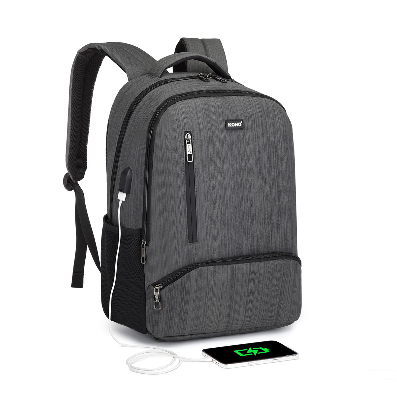 Travel Laptop Backpack with USB Charging Port Water Resistant Work Business Computer Bag Schoolbag Rucksack for Women Men Casual Daypack Fits 15.6 Inch Laptop