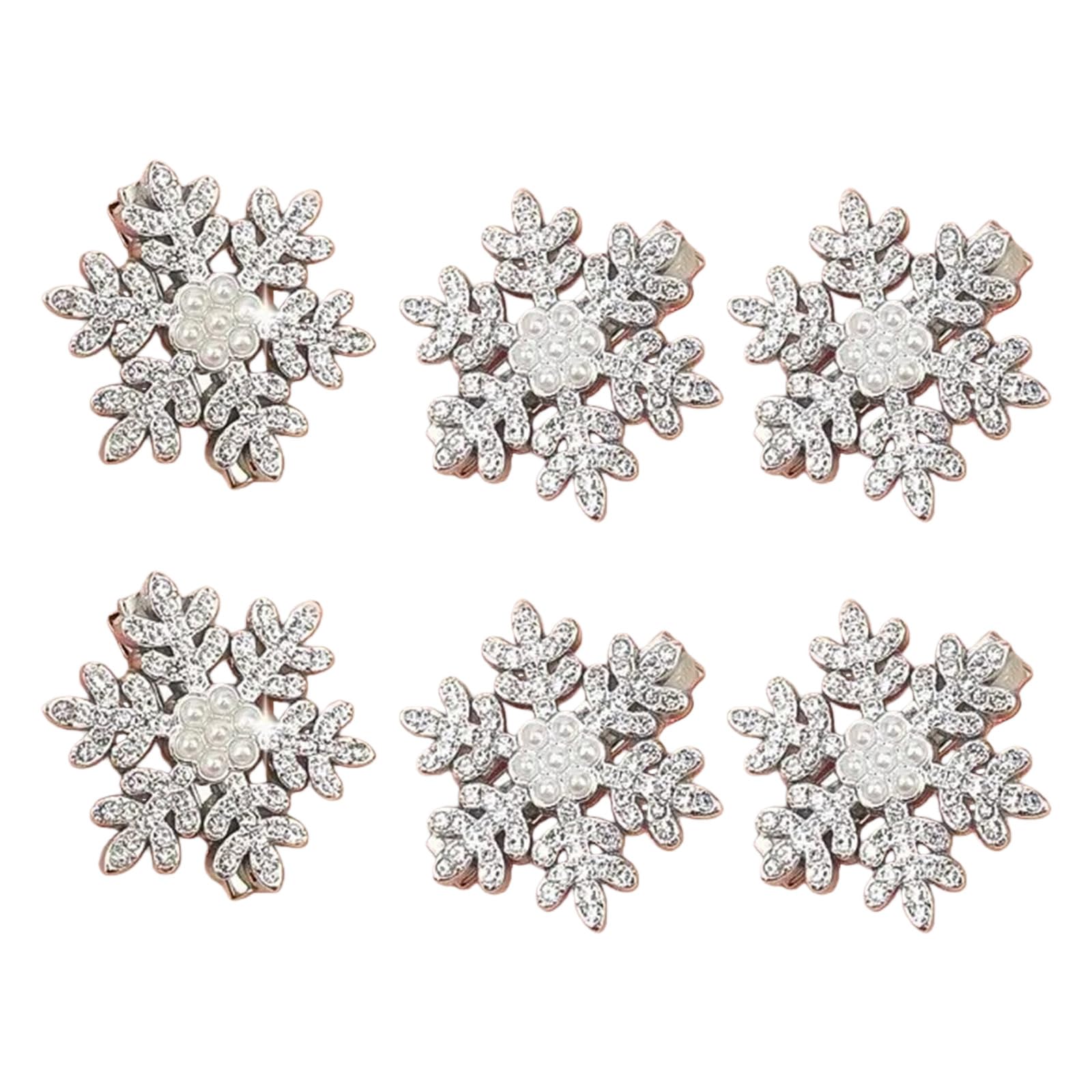 YUXITA 6 Piece Snowflake Rhinestones Pearls Hair Clip For Girls Lightweight Christmas Hair Accessory Creative