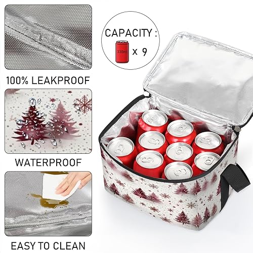 Miniatura 5 de Bolsa de almuerzo aislada con textura de árbol de Navidad para mujeres, reutilizable, bolsa cuadrada de comida para adultos y hombres, lonchera más