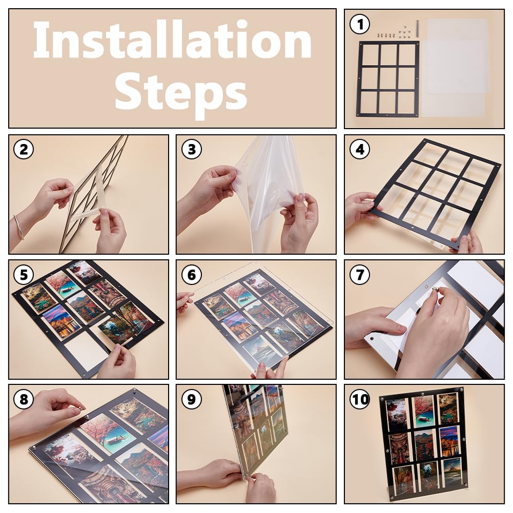 UNICRAFTALE 2 sets 9 Cards Acrylic Trading Card Display Frame Sports Card Collector Desktop Display Case Black Baseball Cards Displays Case for Basketball Football Hockey Standard - Image 4