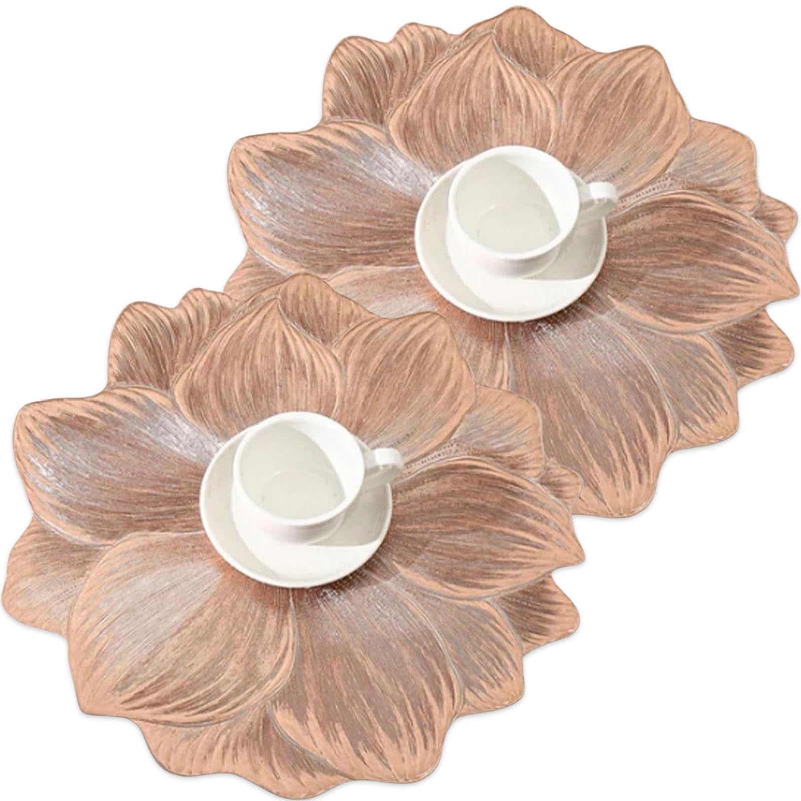 Creative Flower PVC Placemat – 3D Floral Placemats, Waterproof & Oil-Proof, 15" Round Non-Slip Heat-Resistant Table Mats for Dining Room & Kitchen Decor (2, Pink)