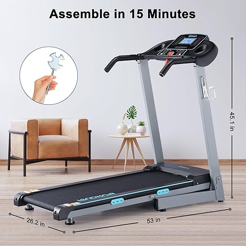 Miniatura 4 de BORGUSI ManualAuto Incline Treadmill with Bluetooth Speaker, Electric Folding Treadmill Max 8.510 MPH Speed, Running Machine with 15 Preset Programs