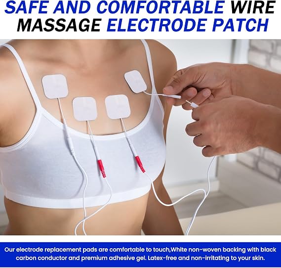 20PCS TENS Machine Pads for 2mm PIn Connector 50x50mm | Self-adhesive Reusable Electrode Pads, Replacement for TENS Units, Universal fit for Most TENS Machines