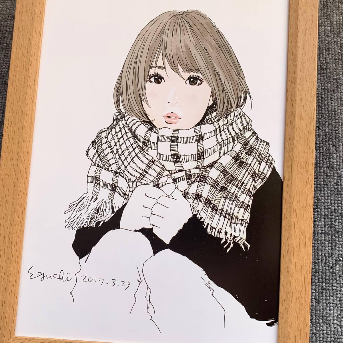 Amazon.co.jp: □江口寿史『ぐるぐる巻き N』B5サイズ 額入り 貴重