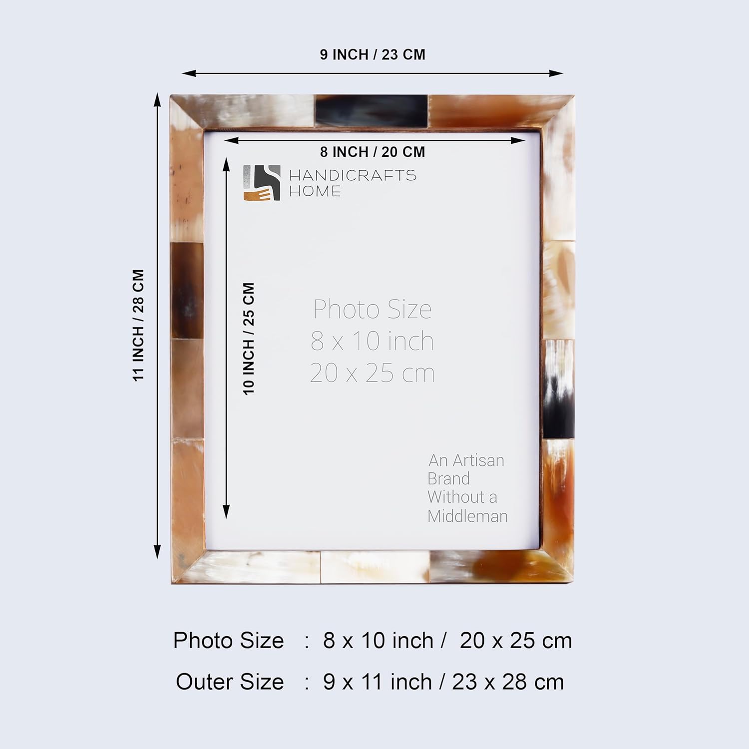 Handicrafts Home Vintage Picture Frame, 8x10 Handmade Real Horn Photo Frame for Home Decor, Vintage Decor, Rustic Farmhouse Decor, Gallery Wall, Desk Decor & Holiday Gifting, Wall & table top Decor, Essence collection