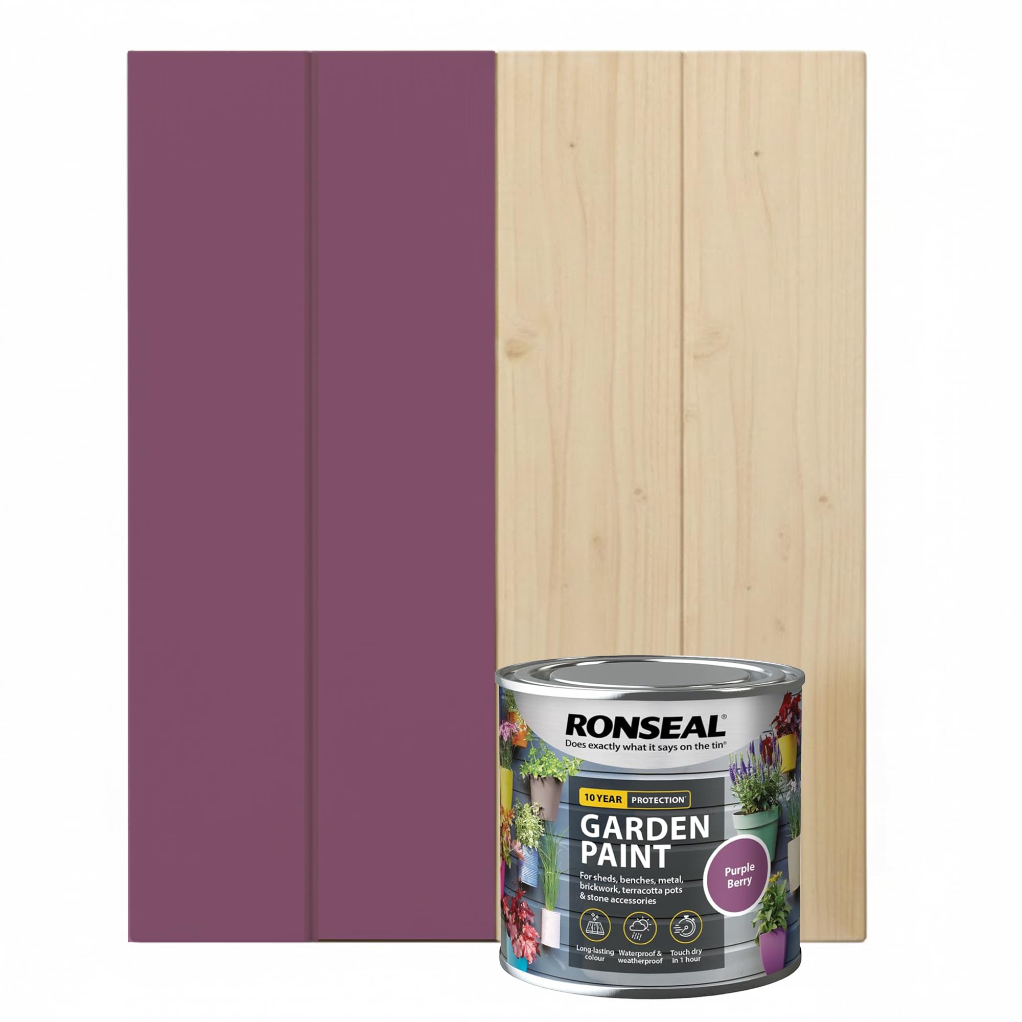 DUAYRA 2.5 L Garden Paint, Water Based Exterior Paint, UV Damage Mid Sheen Weather Resistant Paints For Pots, Bricks, Metal, Fast Drying Fence Paints, Resists Cracking (Purple Berry, 2.5 L)