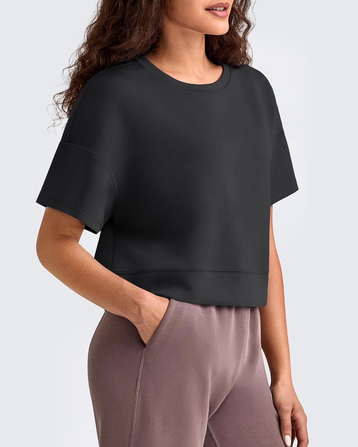 G4Free Smoofit Modal Soft Boxy Tee Shirts for Women Short Sleeve Drop Shoulder Crew Neck Basic Tops Casual Lounge - Image 2